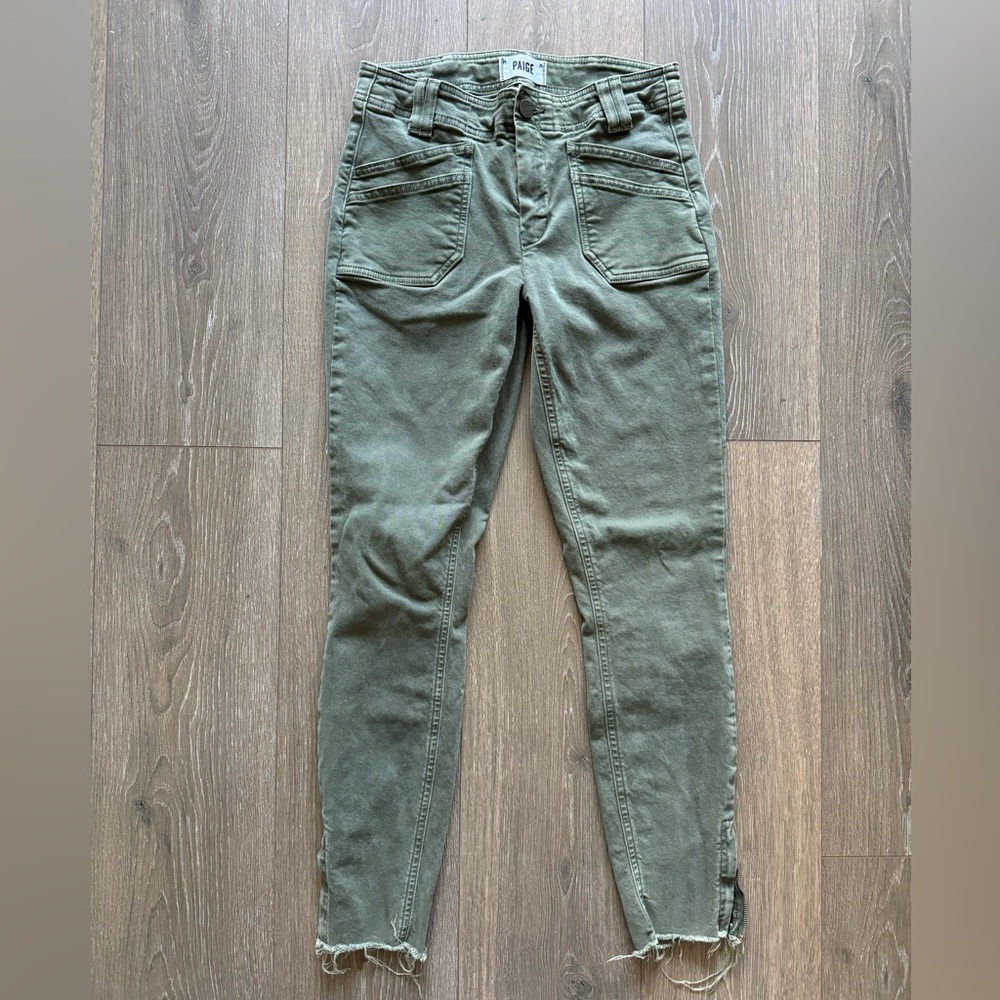 Olive Green Paige Skinny Jean with Zipper detail